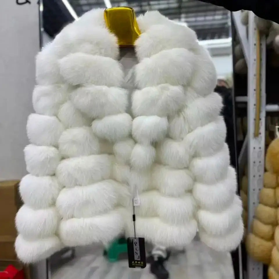 Women's Luxury Natural Fox Fur Jacket Coat