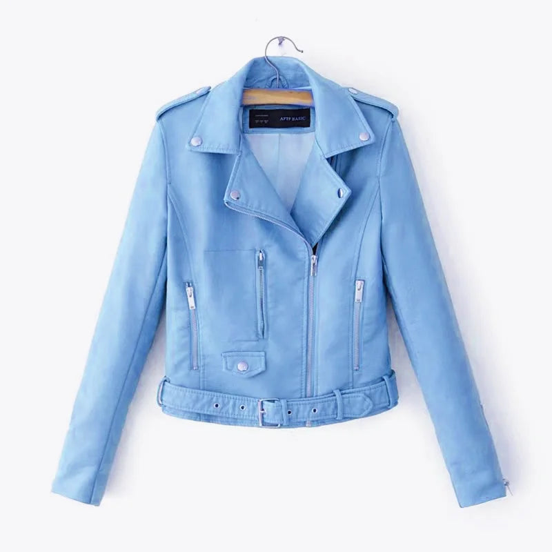 Stylish women's short leather jacket