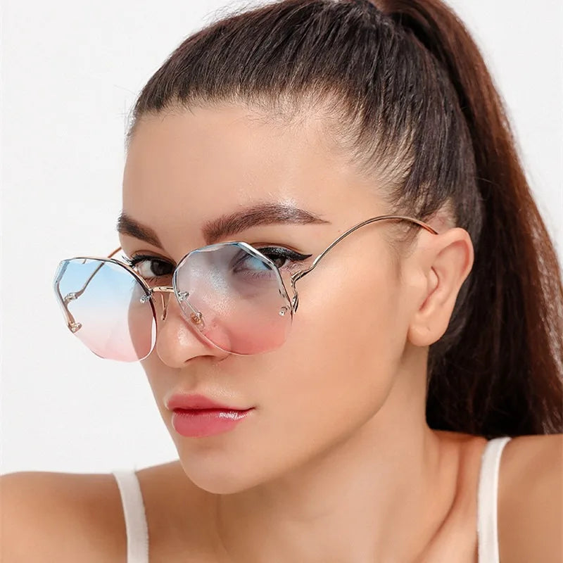 Oversized Square Sunglasses for Women, Metal Sunglasses