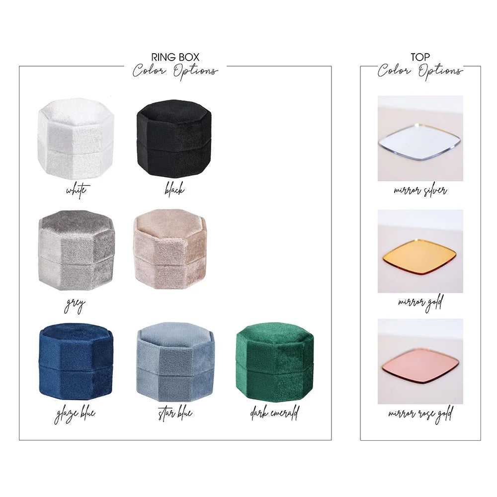 Personalised Acrylic Topper Velvet Ring Box Wedding Octogon Ring Box Engagement Proposal Idea Double/Triple Slot Ring Holder