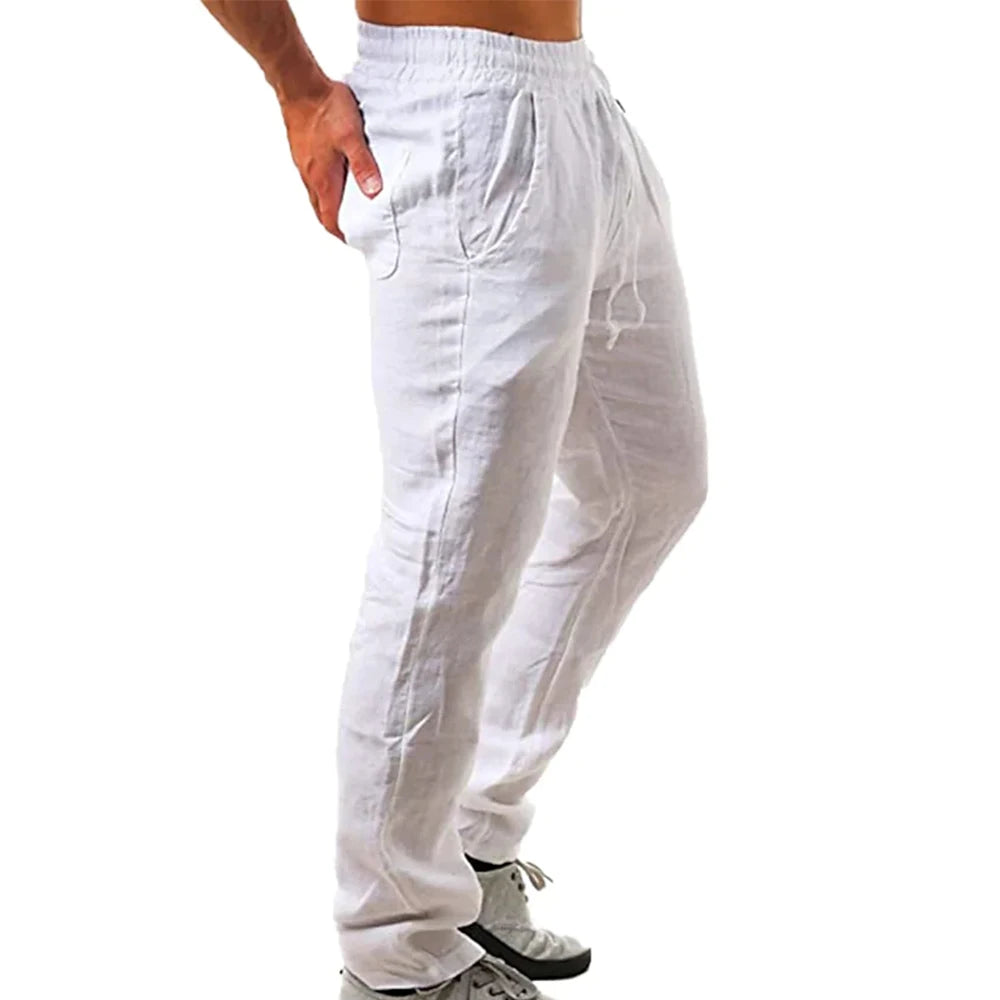 Men's cotton and linen trousers, suitable for autumn
بنطلون رجالي من القطن والكتان، مناسب لفصل الخريف