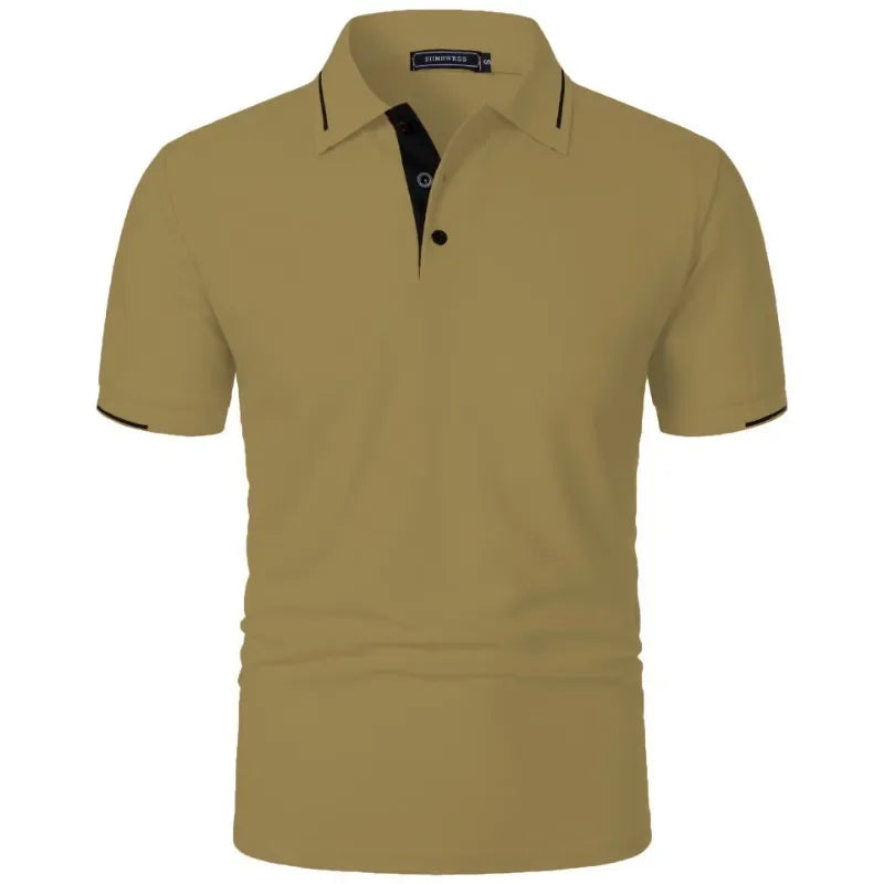 Men's short-sleeved summer polo shirt with buttons,
قميص بولو رجالي بأكمام قصيرة صيفي بأزرار،