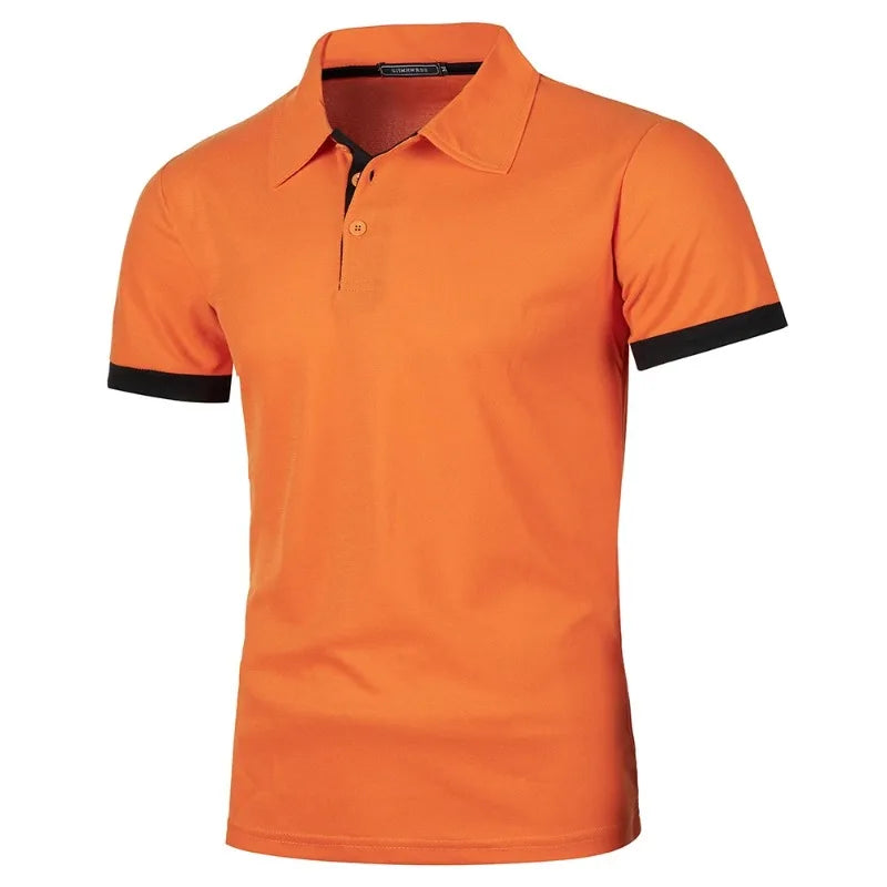 Men's short-sleeved summer polo shirt with buttons,
قميص بولو رجالي بأكمام قصيرة صيفي بأزرار،