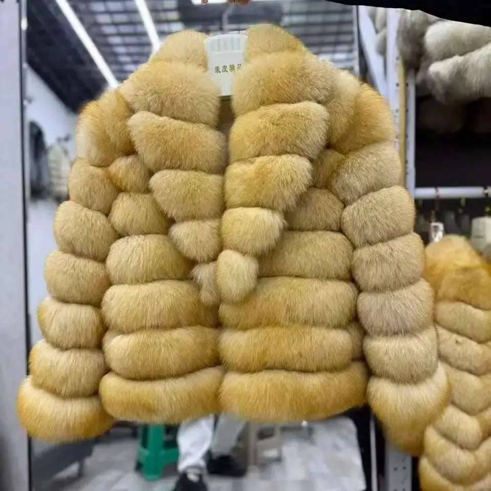 Women's Luxury Natural Fox Fur Jacket Coat