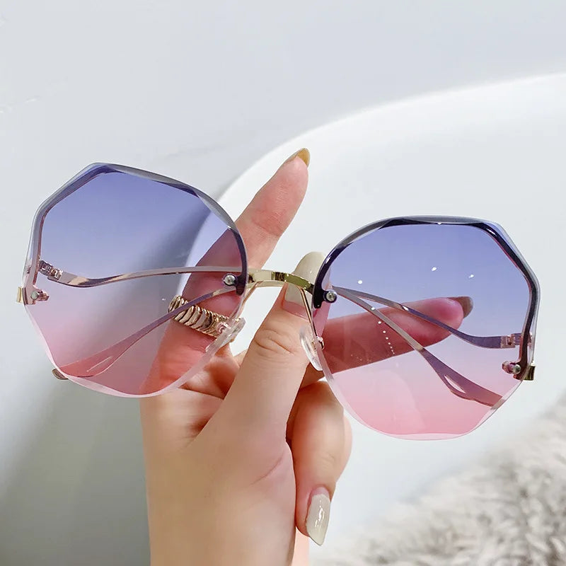 Oversized Square Sunglasses for Women, Metal Sunglasses