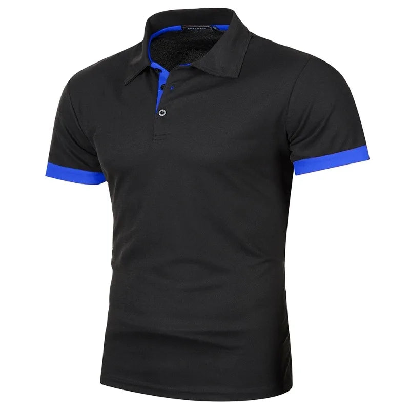 Men's short-sleeved summer polo shirt with buttons,
قميص بولو رجالي بأكمام قصيرة صيفي بأزرار،