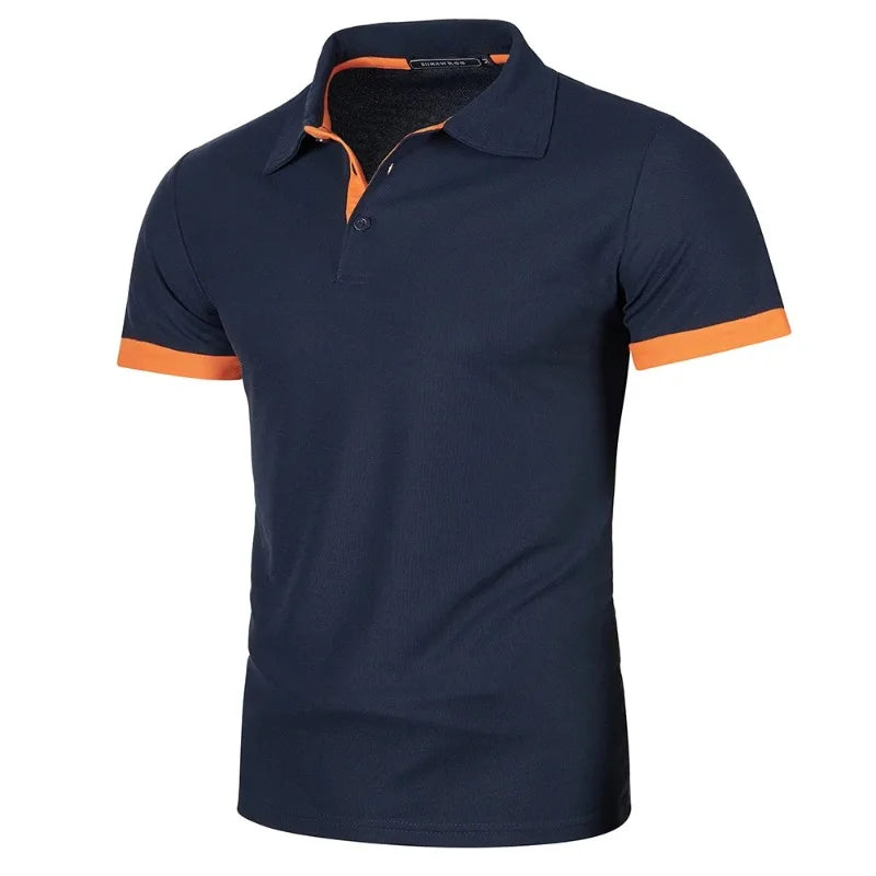 Men's short-sleeved summer polo shirt with buttons,
قميص بولو رجالي بأكمام قصيرة صيفي بأزرار،
