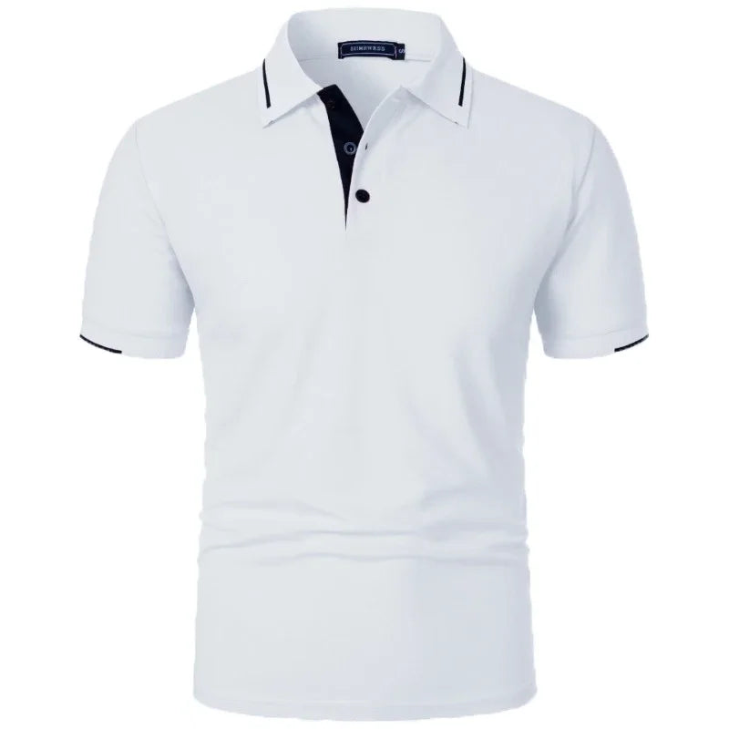Men's short-sleeved summer polo shirt with buttons,
قميص بولو رجالي بأكمام قصيرة صيفي بأزرار،