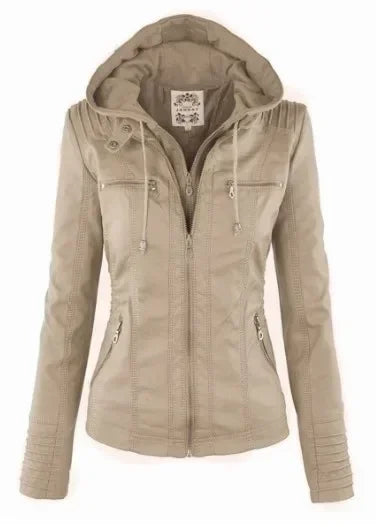 Women's faux leather jacket with a gothic design