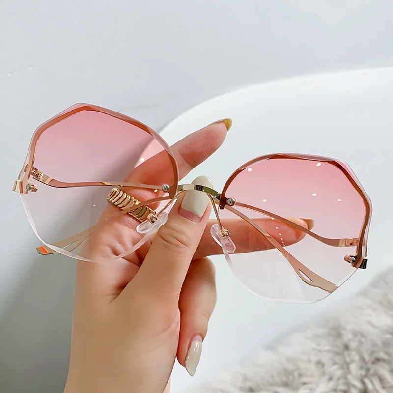 Oversized Square Sunglasses for Women, Metal Sunglasses