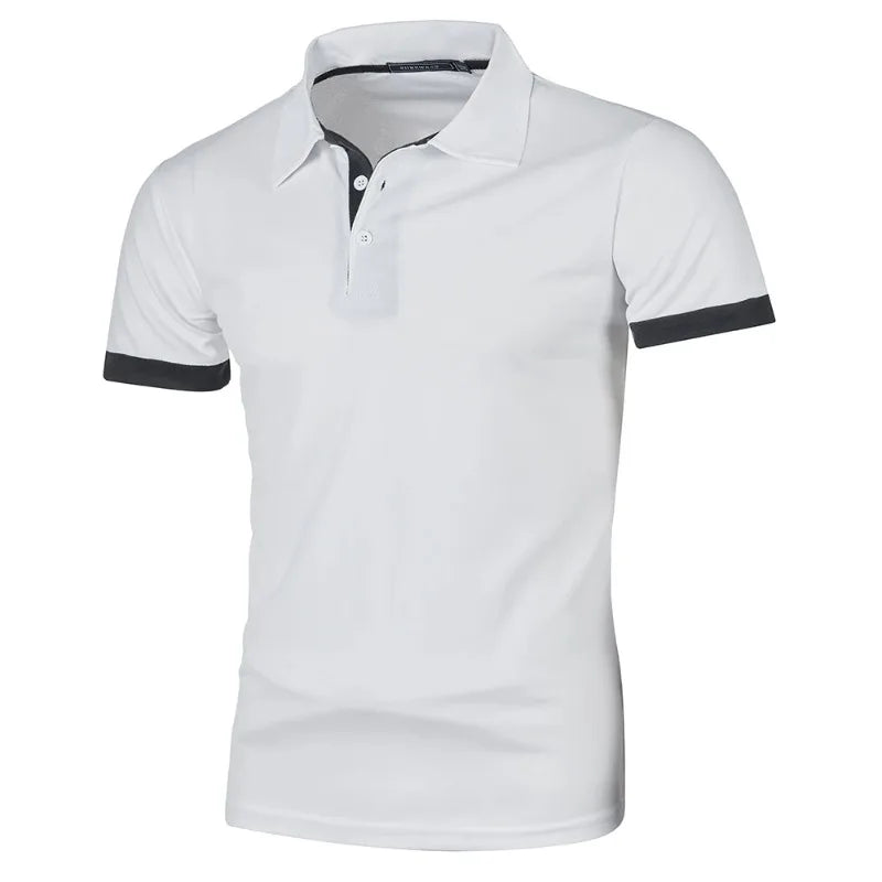 Men's short-sleeved summer polo shirt with buttons,
قميص بولو رجالي بأكمام قصيرة صيفي بأزرار،