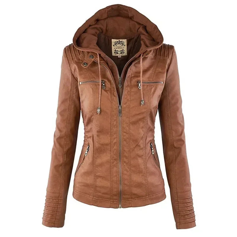 Women's faux leather jacket with a gothic design
