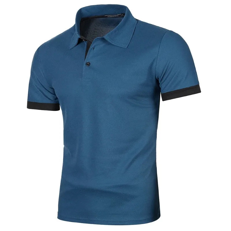Men's short-sleeved summer polo shirt with buttons,
قميص بولو رجالي بأكمام قصيرة صيفي بأزرار،