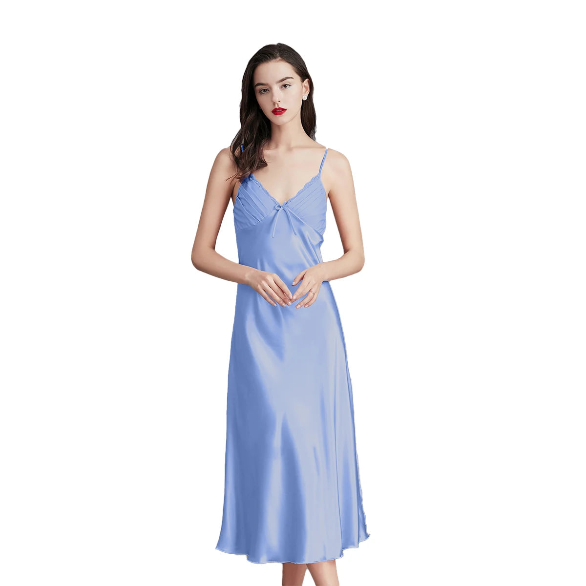 Sexy long sleeveless satin and silk nightgowns for women