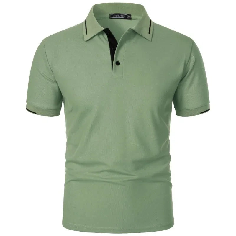 Men's short-sleeved summer polo shirt with buttons,
قميص بولو رجالي بأكمام قصيرة صيفي بأزرار،