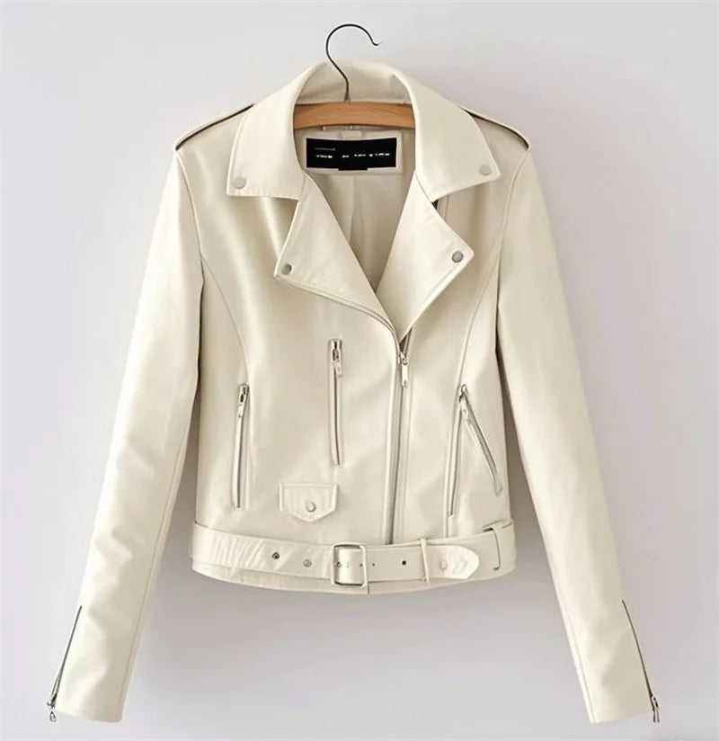 Stylish women's short leather jacket