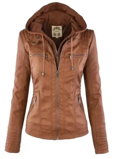 Women's faux leather jacket with a gothic design