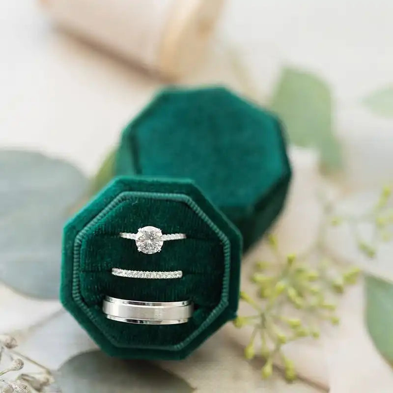 Personalised Acrylic Topper Velvet Ring Box Wedding Octogon Ring Box Engagement Proposal Idea Double/Triple Slot Ring Holder
