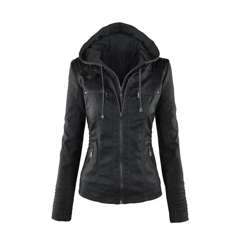 Women's faux leather jacket with a gothic design