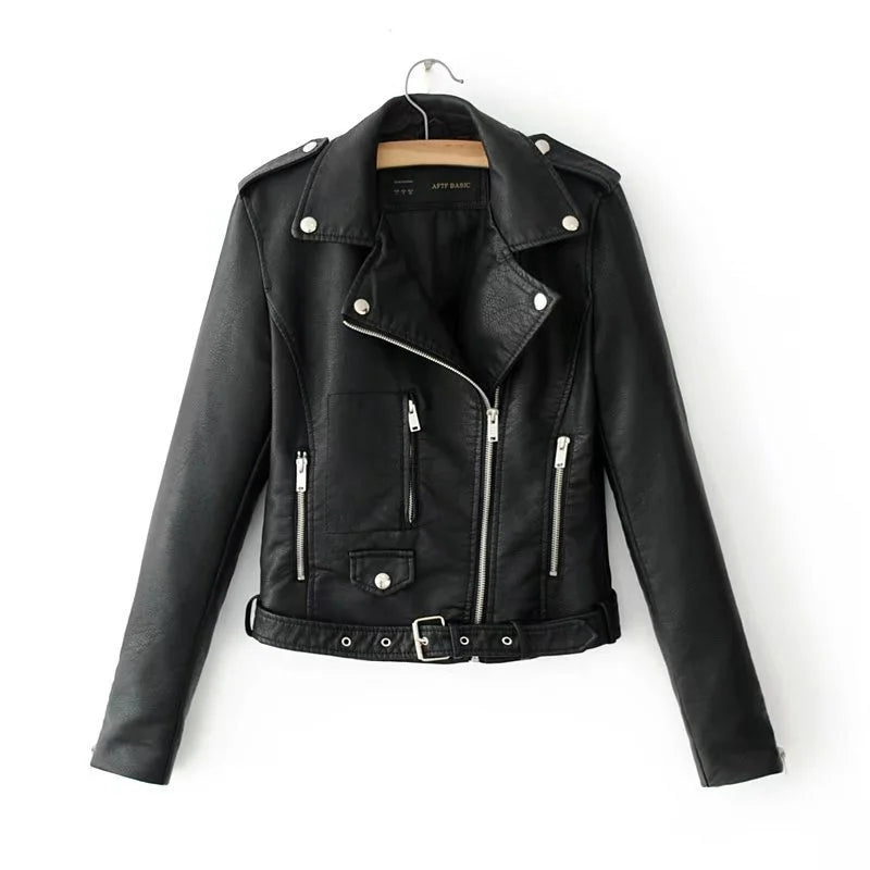 Stylish women's short leather jacket