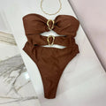 Sexy women's swimsuit in three colors, with an attractive metal ring design.