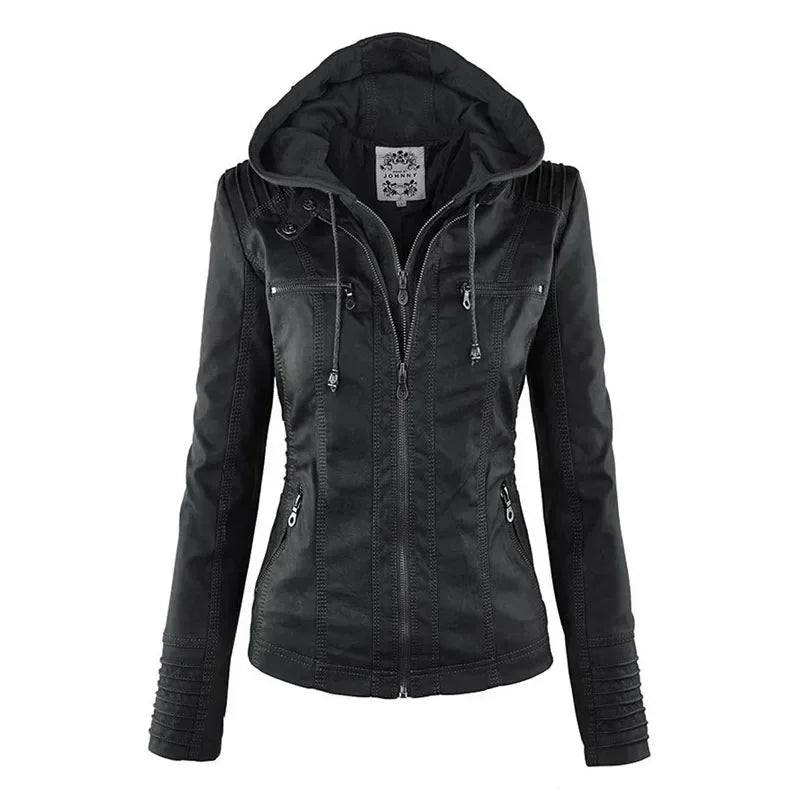 Women's faux leather jacket with a gothic design