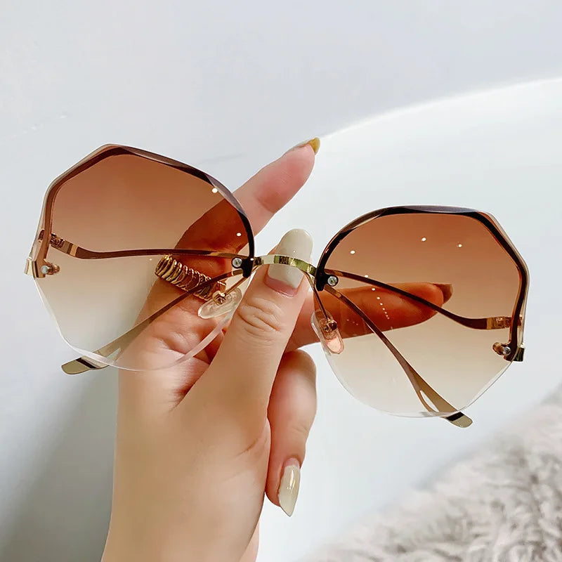Oversized Square Sunglasses for Women, Metal Sunglasses