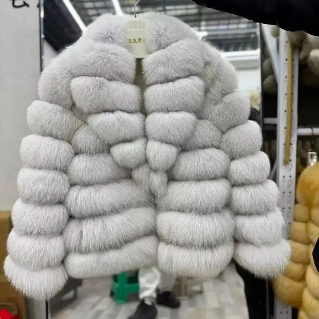 Women's Luxury Natural Fox Fur Jacket Coat
