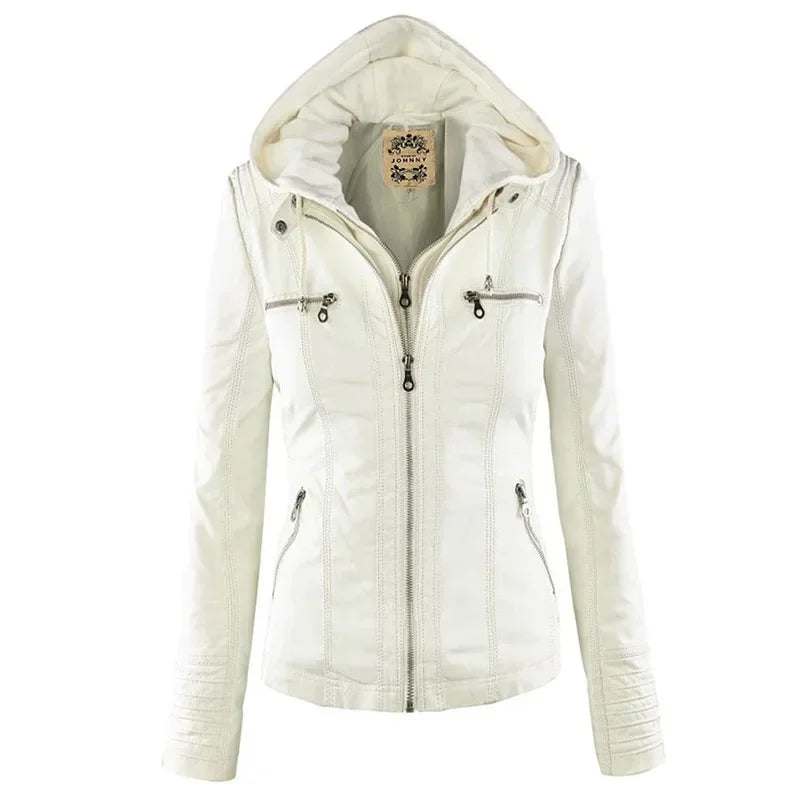 Women's faux leather jacket with a gothic design