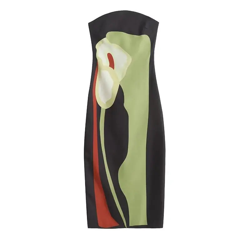 Long printed dress with open back