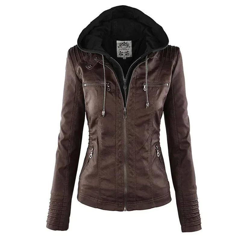 Women's faux leather jacket with a gothic design