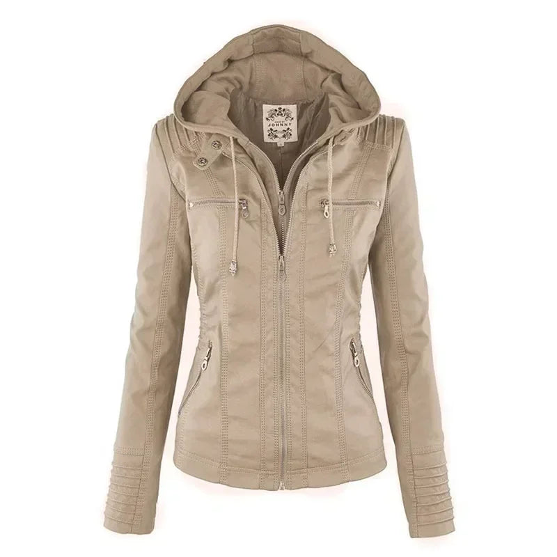 Women's faux leather jacket with a gothic design