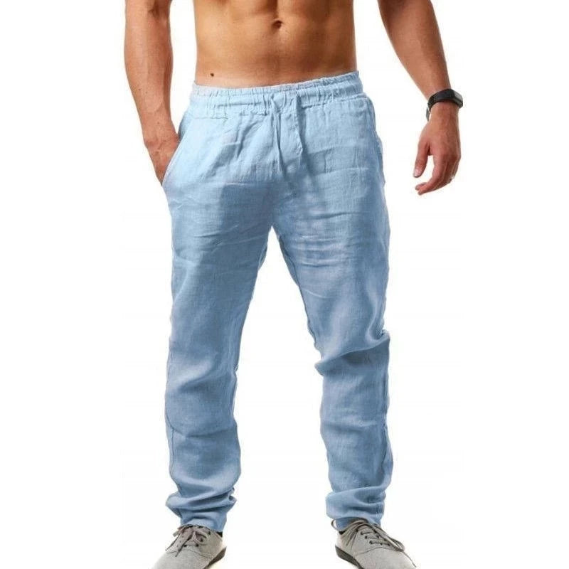 Men's cotton and linen trousers, suitable for autumn
بنطلون رجالي من القطن والكتان، مناسب لفصل الخريف