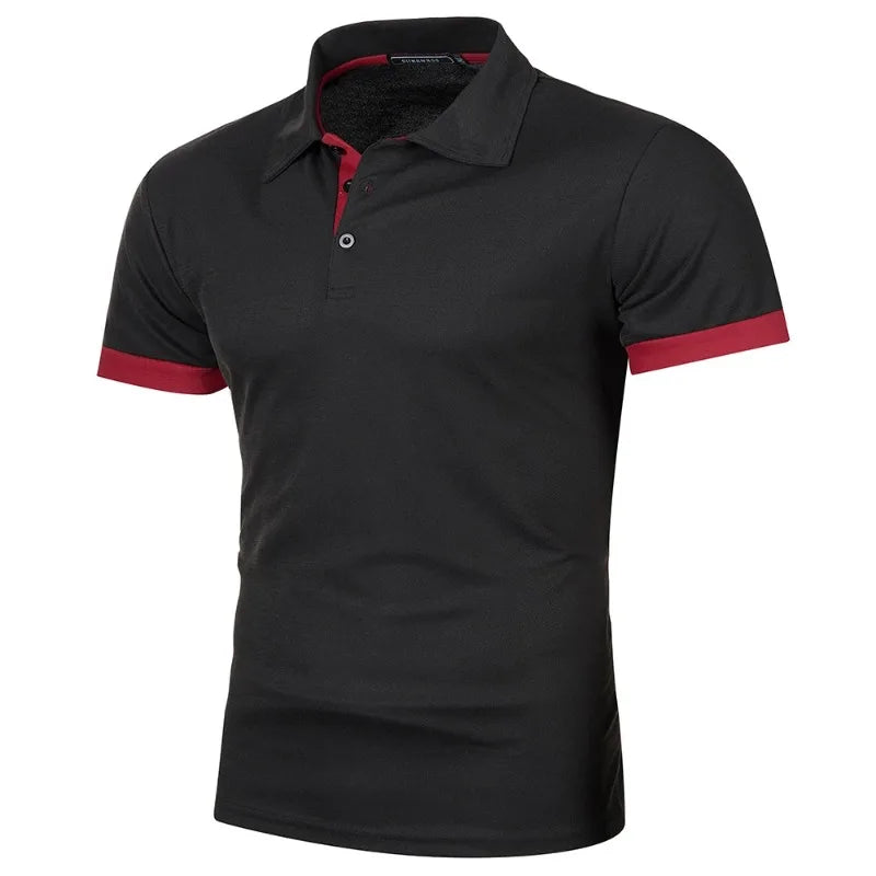 Men's short-sleeved summer polo shirt with buttons,
قميص بولو رجالي بأكمام قصيرة صيفي بأزرار،