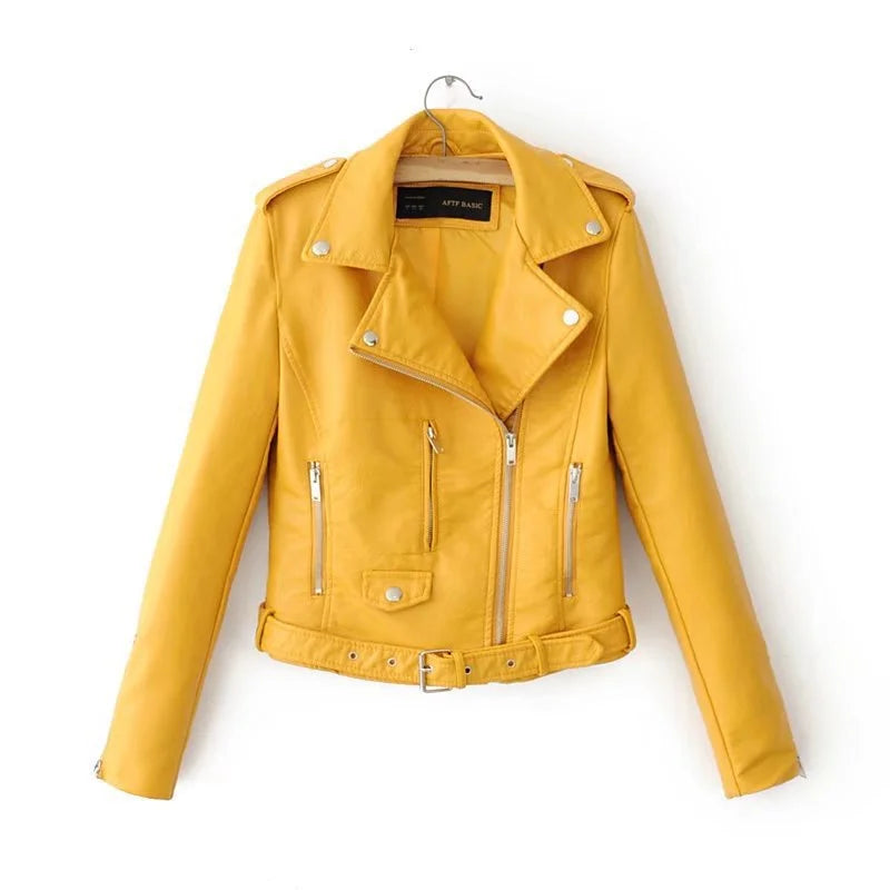 Stylish women's short leather jacket