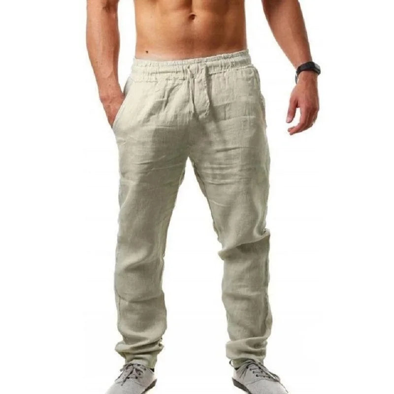 Men's cotton and linen trousers, suitable for autumn
بنطلون رجالي من القطن والكتان، مناسب لفصل الخريف