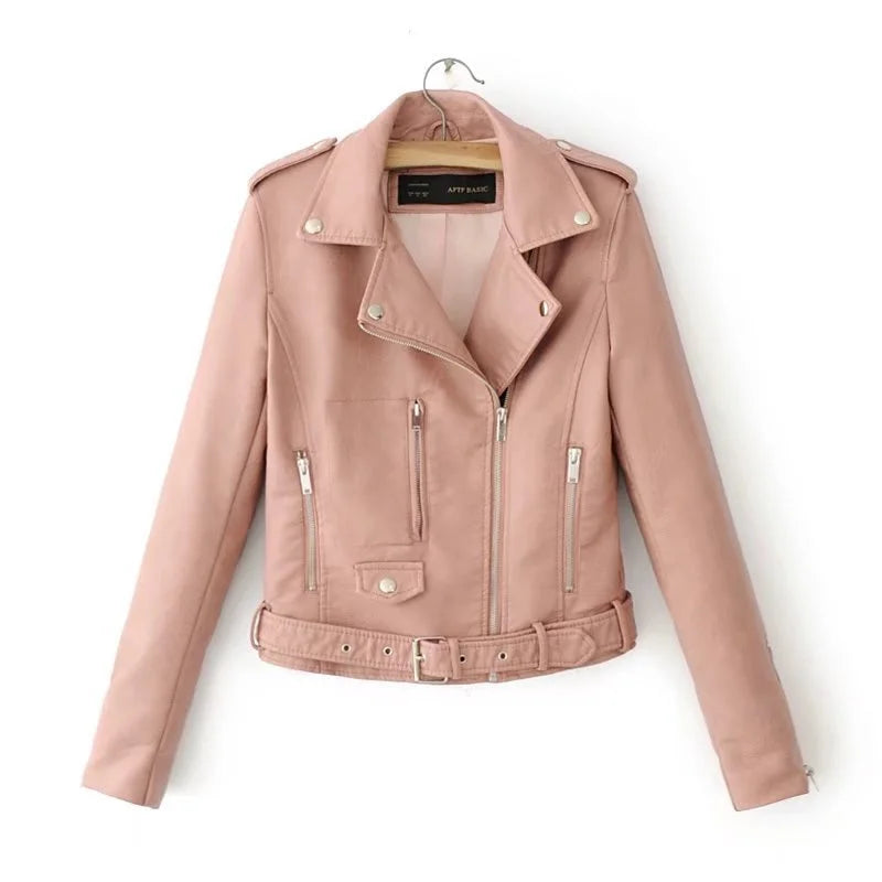 Stylish women's short leather jacket