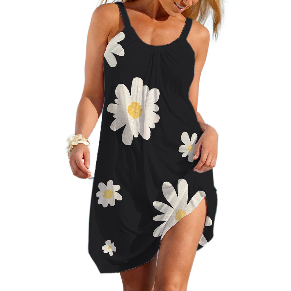Women's short beach dress, bohemian style, practical for everyday wear, loose fit, elegant for vacation