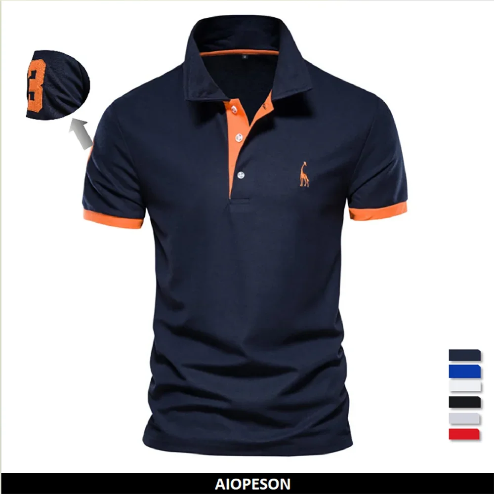 High-quality embroidered men's polo shirt with a giraffe design, suitable for summer, with short sleeves.
قميص بولو رجالي مطرز عالي الجودة بتصميم زرافة مناسب للصيف بأكمام