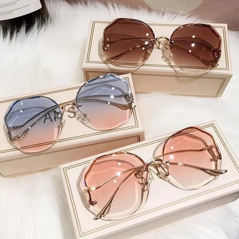 Oversized Square Sunglasses for Women, Metal Sunglasses