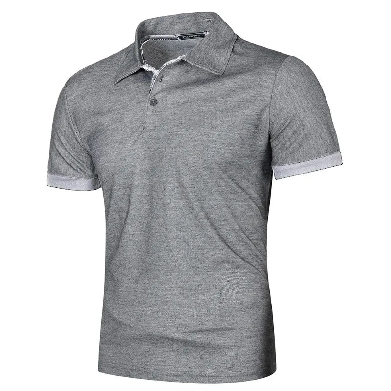 Men's short-sleeved summer polo shirt with buttons,
قميص بولو رجالي بأكمام قصيرة صيفي بأزرار،