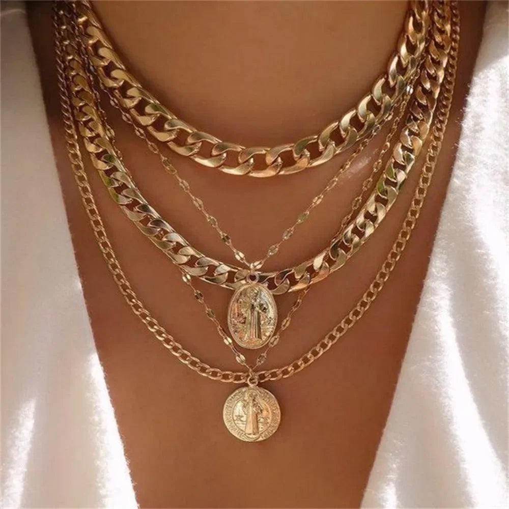 Gold Plated Coin Head Pendant