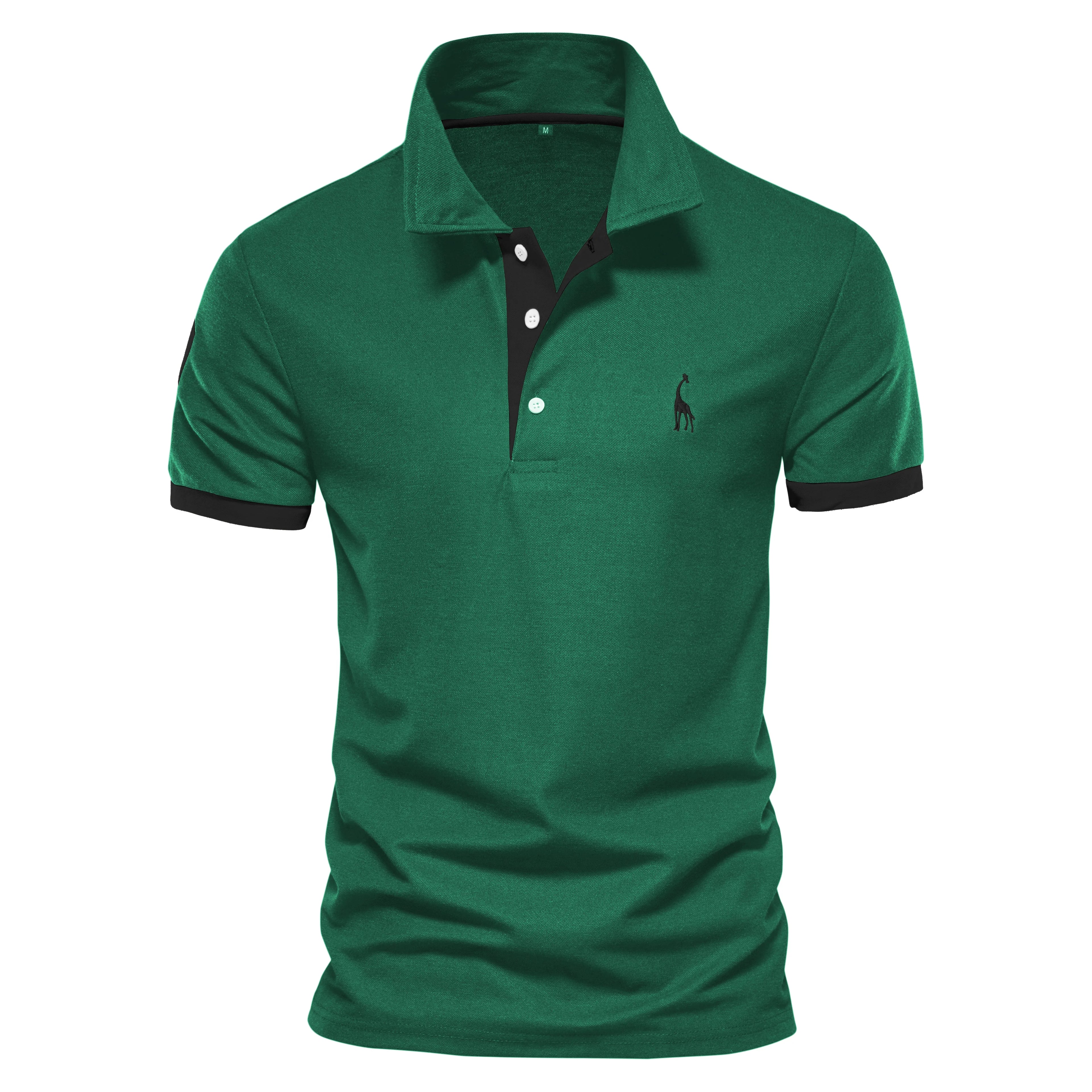 High-quality embroidered men's polo shirt with a giraffe design, suitable for summer, with short sleeves.
قميص بولو رجالي مطرز عالي الجودة بتصميم زرافة مناسب للصيف بأكمام