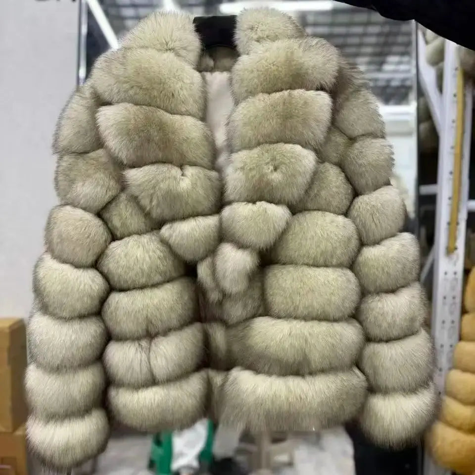 Women's Luxury Natural Fox Fur Jacket Coat