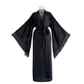 Ultra Long Kimono Bathrobe Gown Women Satin Nightgown Wide Sleeve Robe Silky Nightdress V-Neck Lounge Autumn New Sleepwear