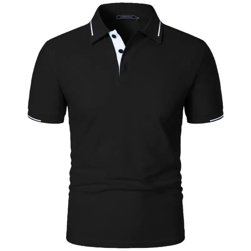 Men's short-sleeved summer polo shirt with buttons,
قميص بولو رجالي بأكمام قصيرة صيفي بأزرار،