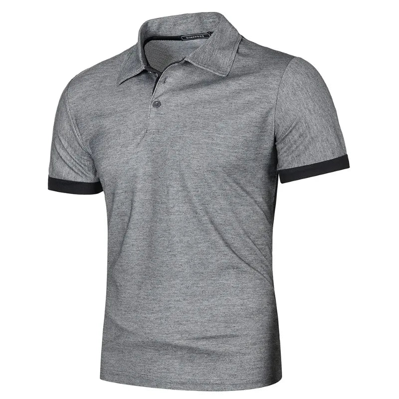Men's short-sleeved summer polo shirt with buttons,
قميص بولو رجالي بأكمام قصيرة صيفي بأزرار،