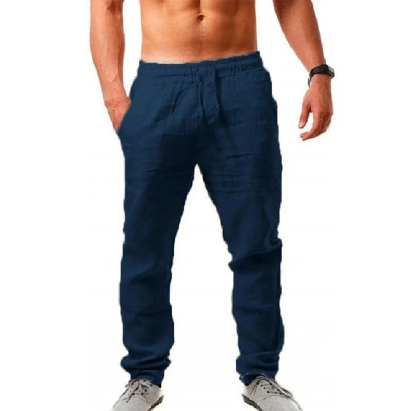 Men's cotton and linen trousers, suitable for autumn
بنطلون رجالي من القطن والكتان، مناسب لفصل الخريف