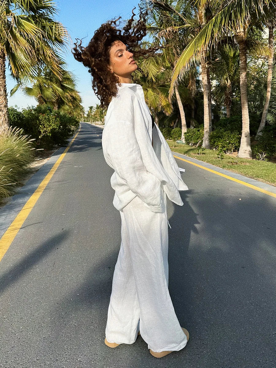 Summer casual cotton pants set
طقم بنطلون قطن كاجوال صيفي