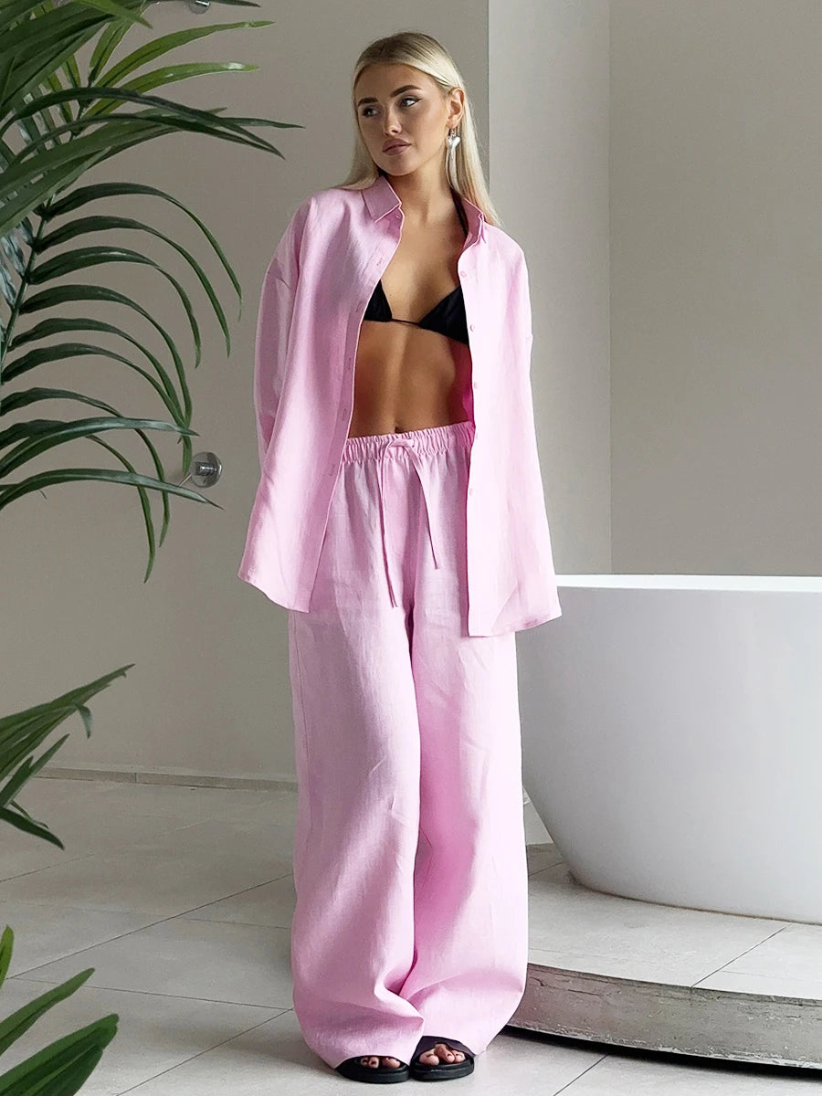 Summer casual cotton pants set
طقم بنطلون قطن كاجوال صيفي